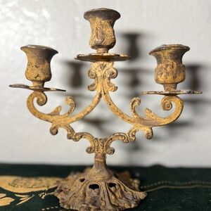 Antique aged Candelabra 7”